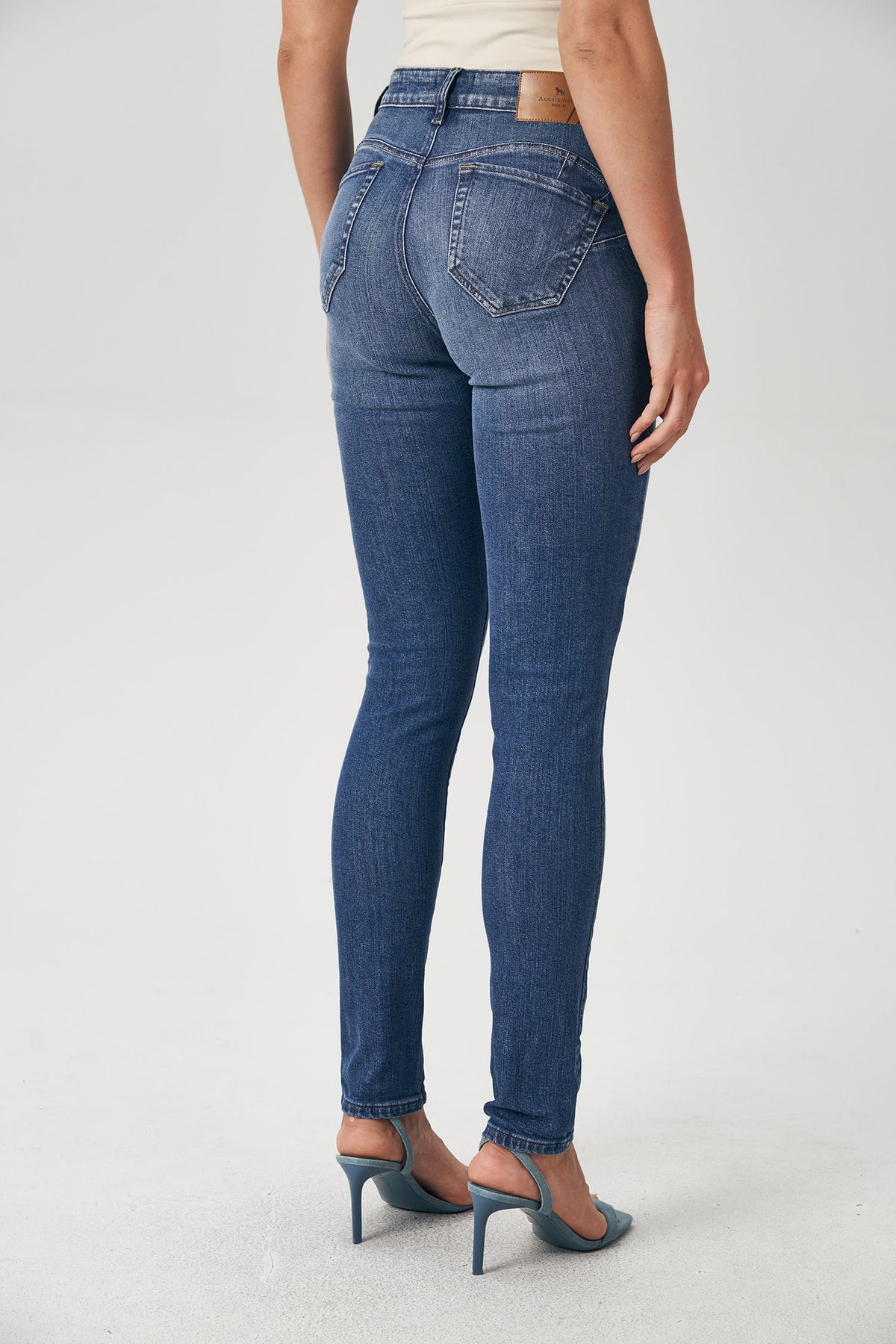 Calça Jeans Skinny Sculpted Feminina Acostamento Jeans Intermediario