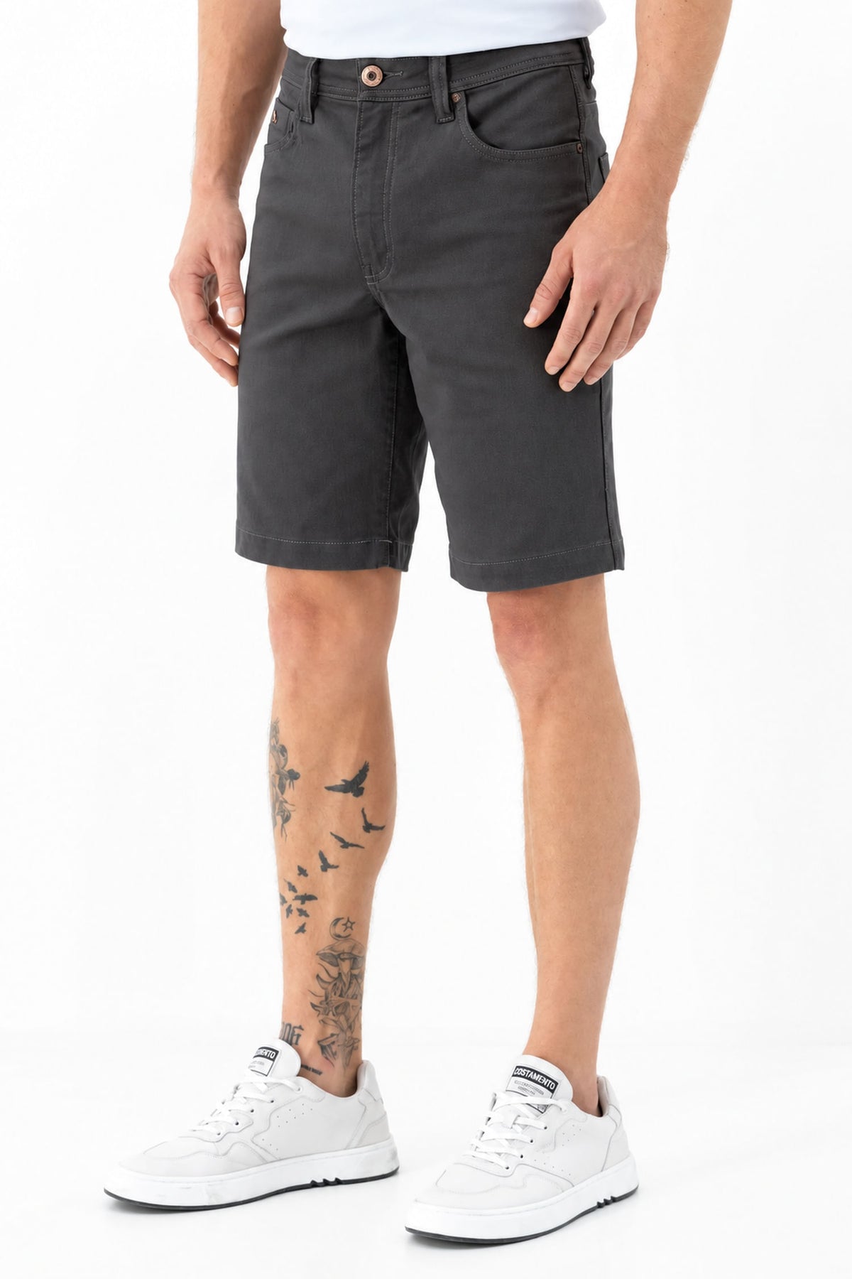 Bermuda Sarja Casual Masculina Acostamento Chumbo