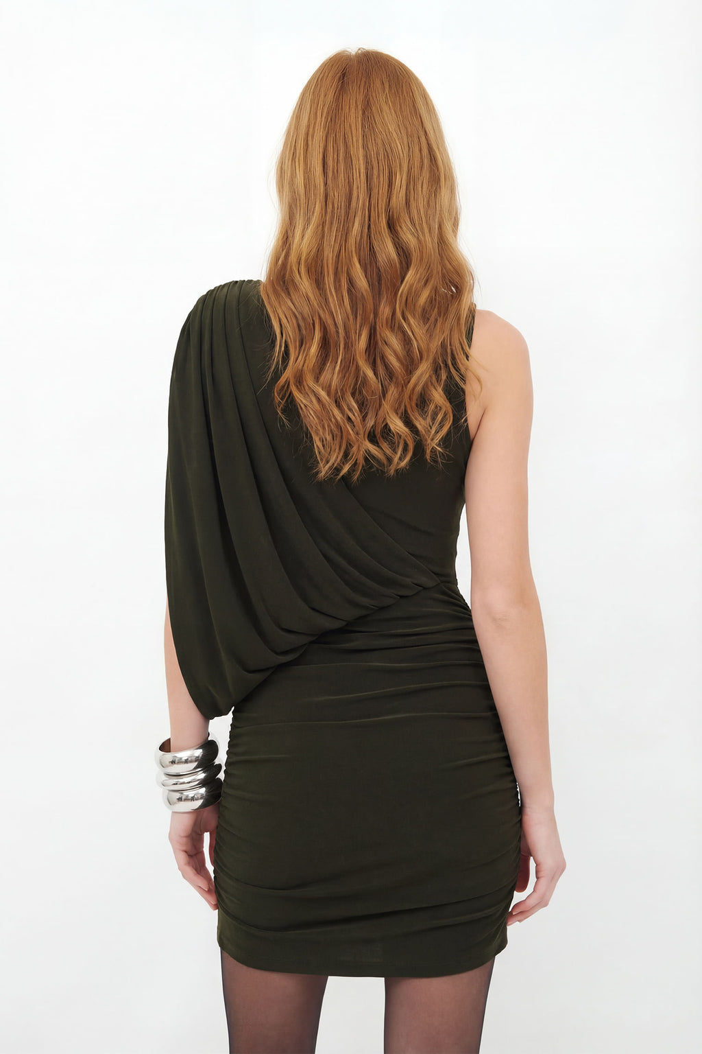 Vestido Drapeado ACT Feminino Midnight Green