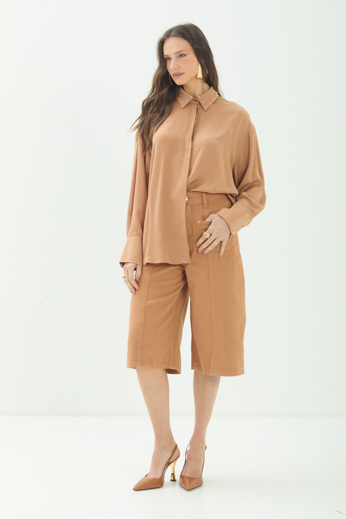 Camisa Elegante Com Aplicações ACT Feminina Fendi