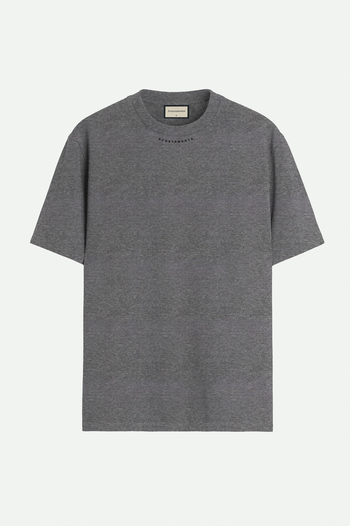 Camiseta Minimalista Silk Gola Masculina Acostamento Mescla Grafite