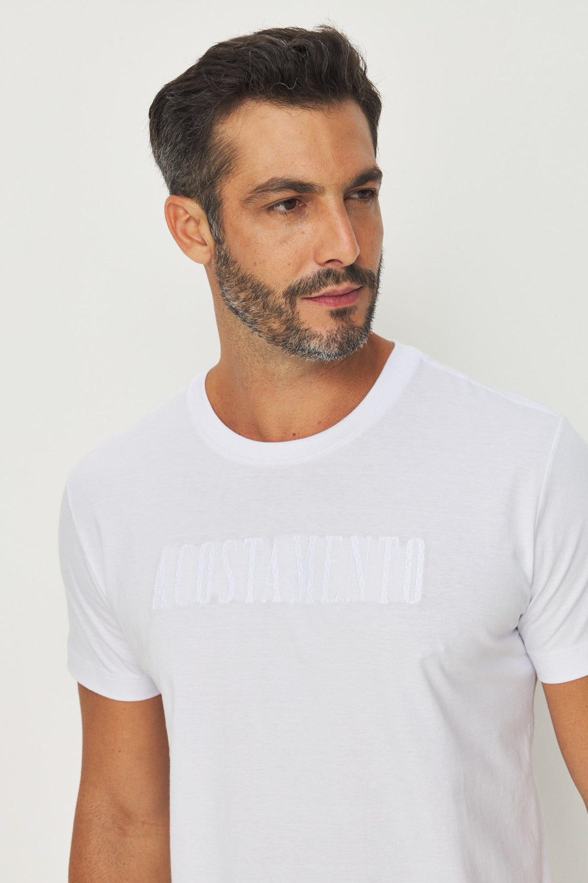 Camiseta Bordado Texturizado Masculino Acostamento Branco