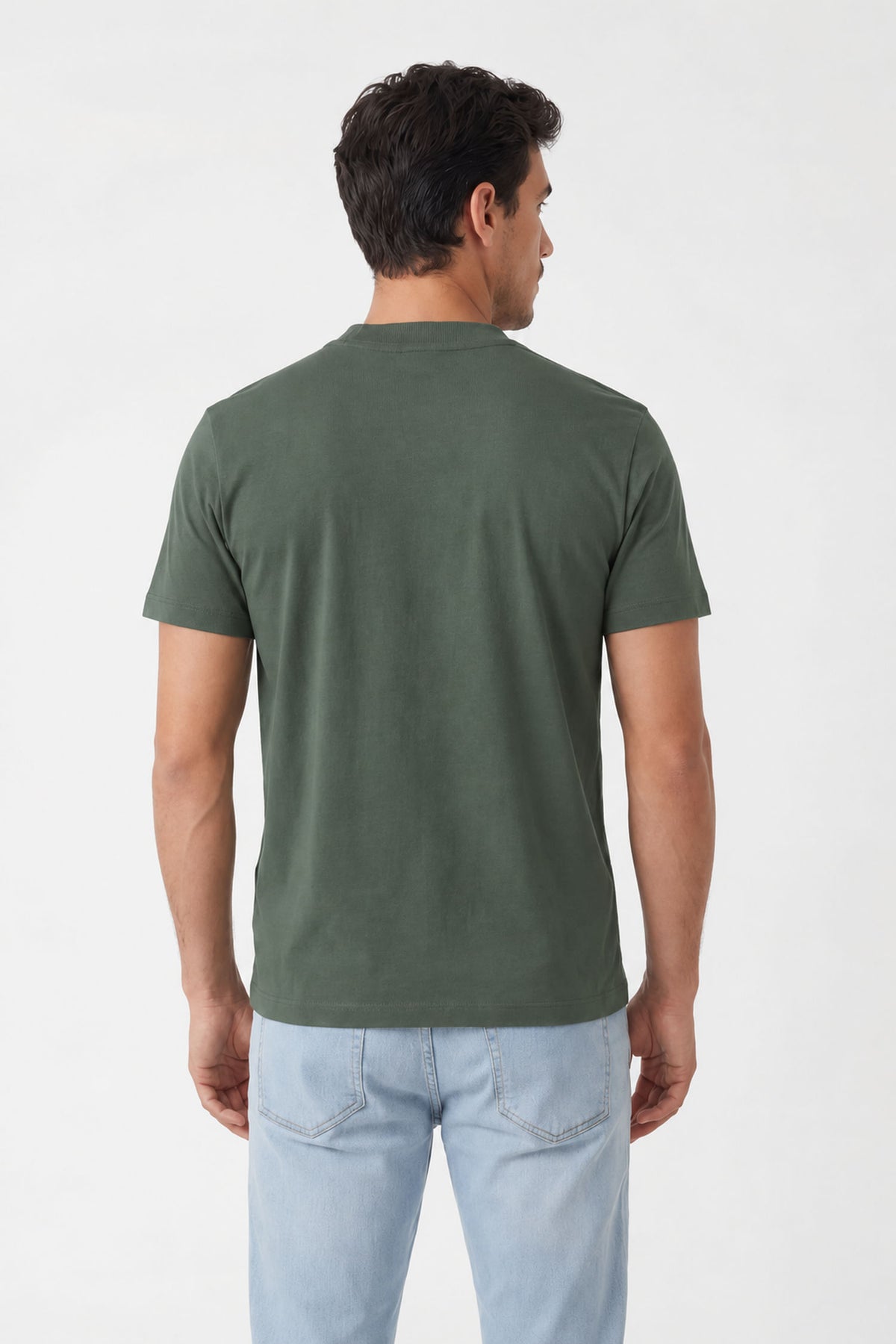 Camiseta Casual Masculina Acostamento Verde Folhagem