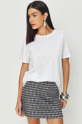 T-Shirt Bordado Floral Strass ACT Feminino Off White