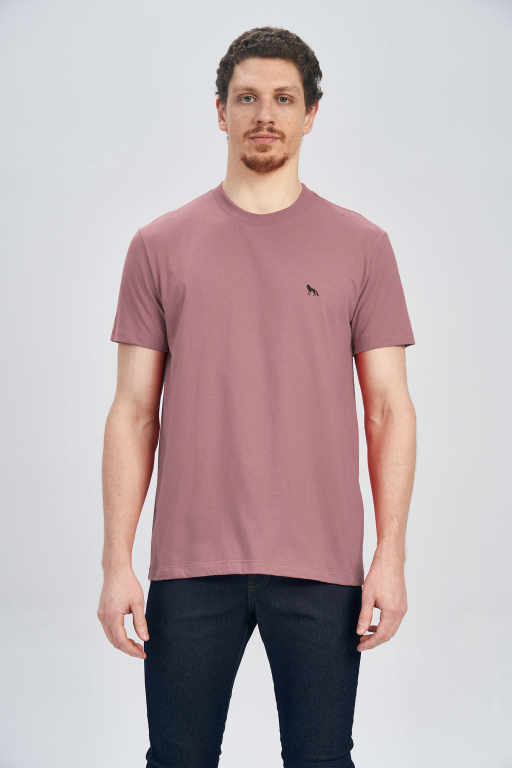 Camiseta Lobo Costas Masculina Oversize Acostamento Rosa Antigo