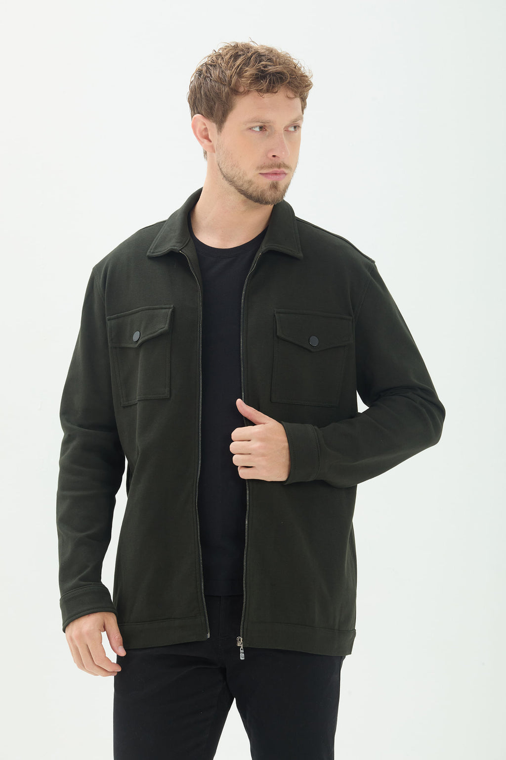 Jaqueta Tech Moletom Com Bolsos Masculina Acostamento Verde Folhagem