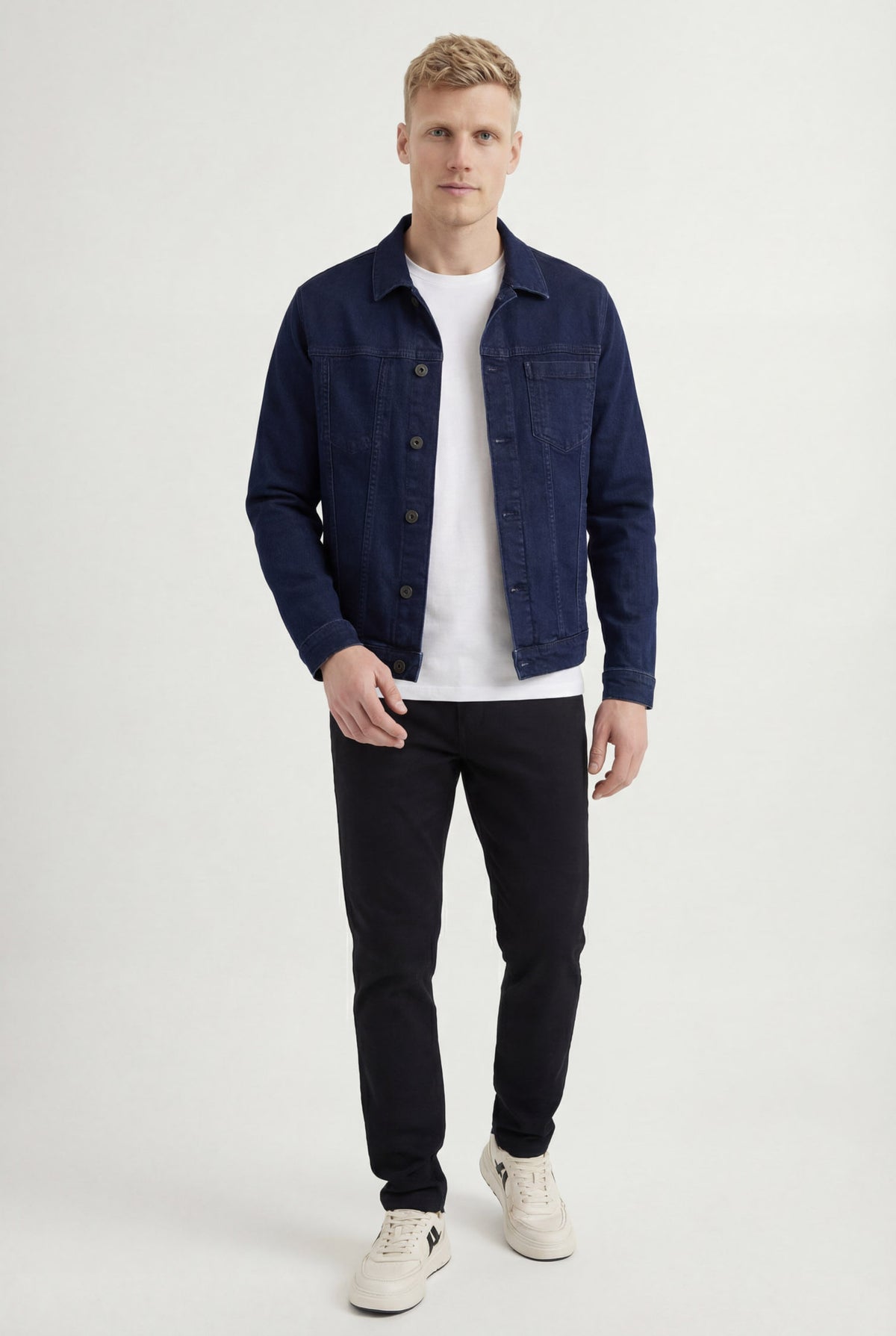 Jaqueta Jeans Tech Casual Masculina Acostamento Jeans Escuro