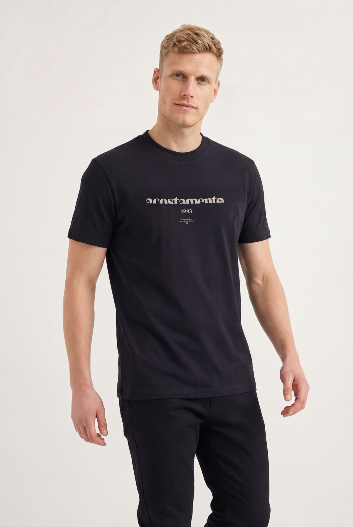 Camiseta Estampa Frontal Masculina Acostamento Preto