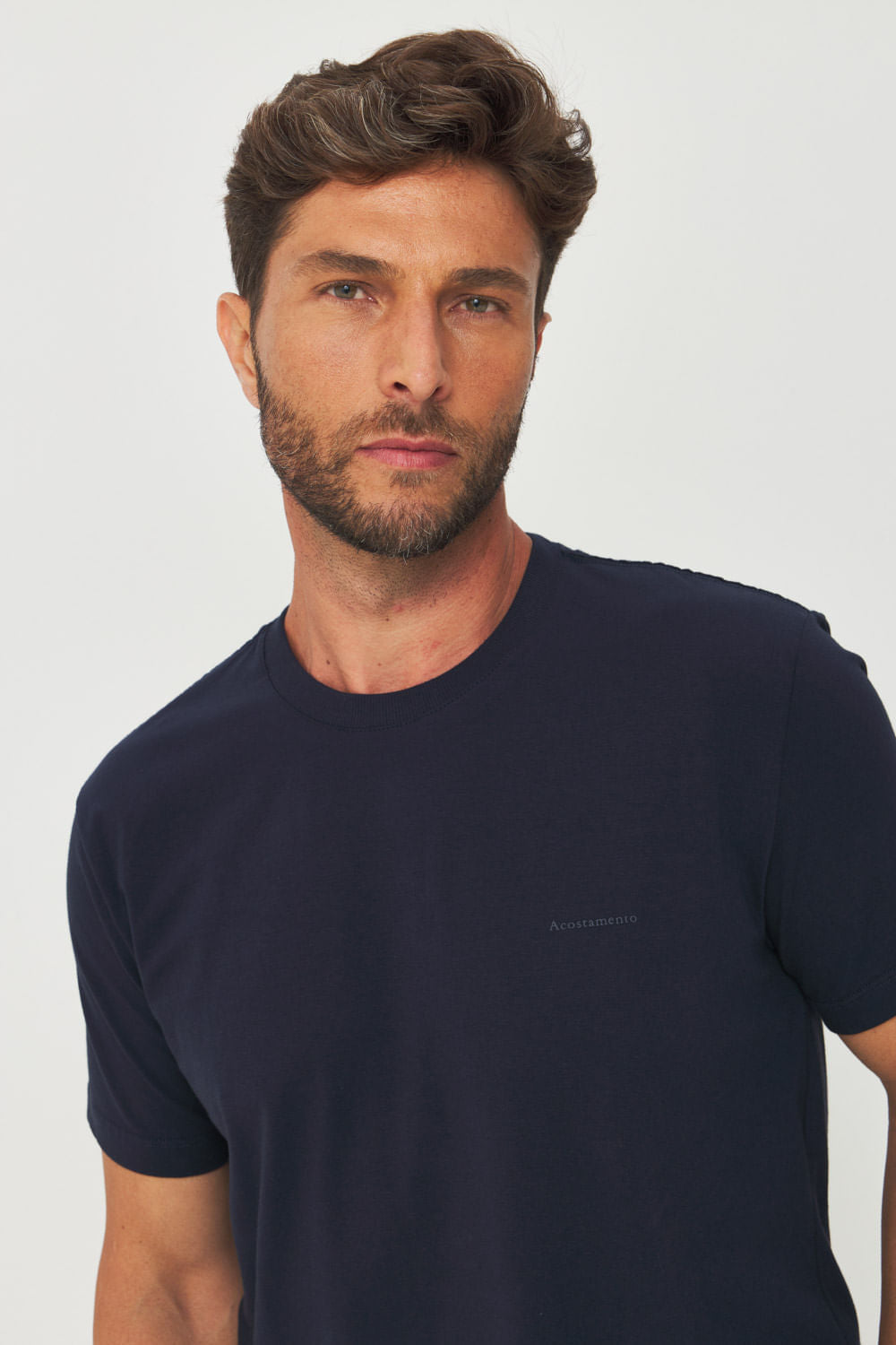 Camiseta Detalhe Minimalista Masculina Acostamento Marinho