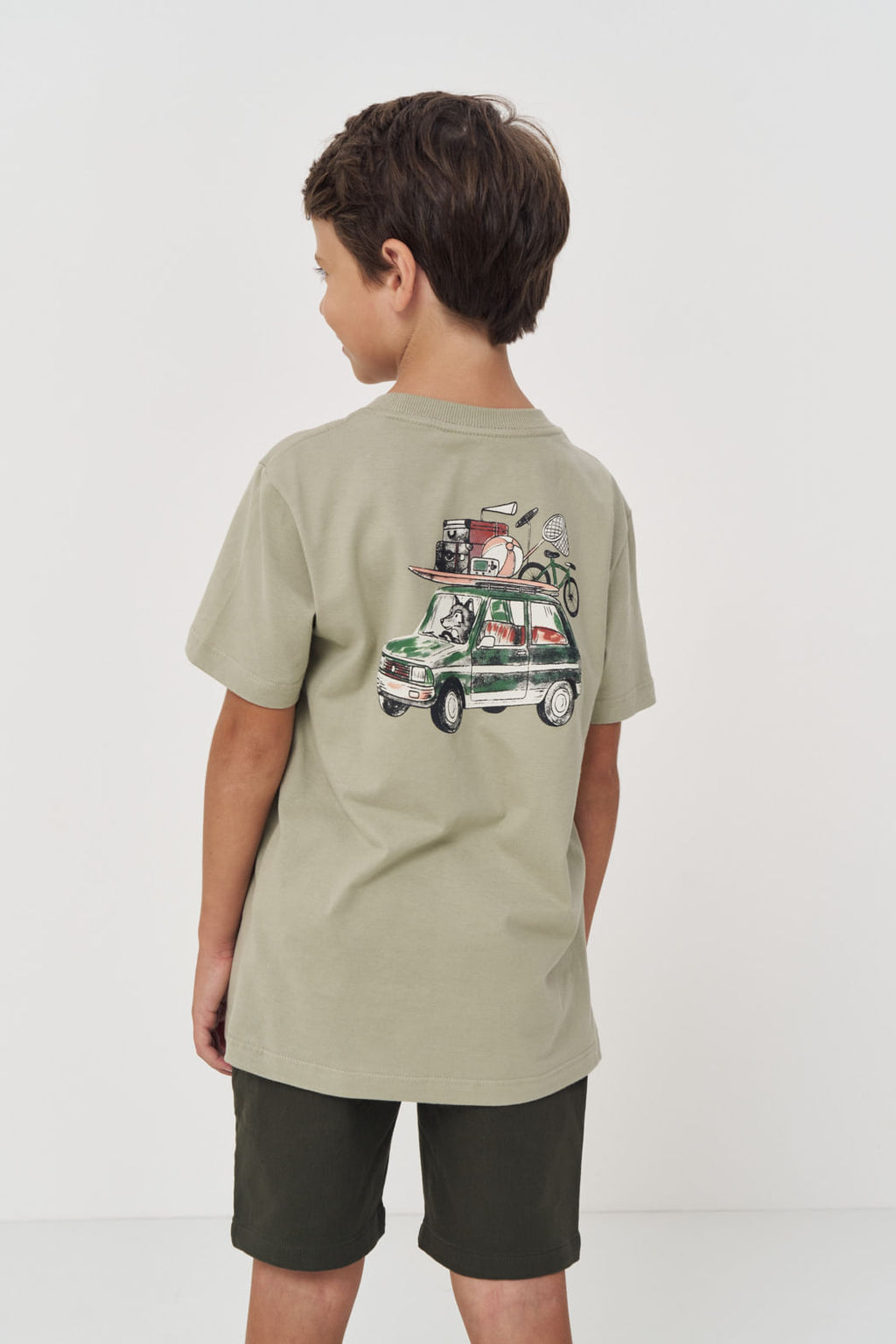Camiseta Estampado Costas Menino Acostamento Next Verde Salvia