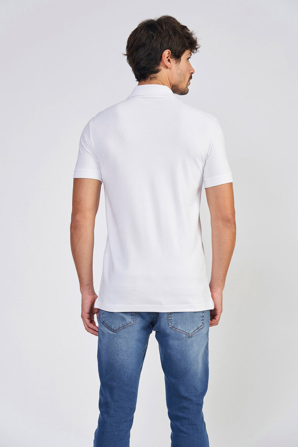 Polo Wolf Max Masculina Acostamento Branco