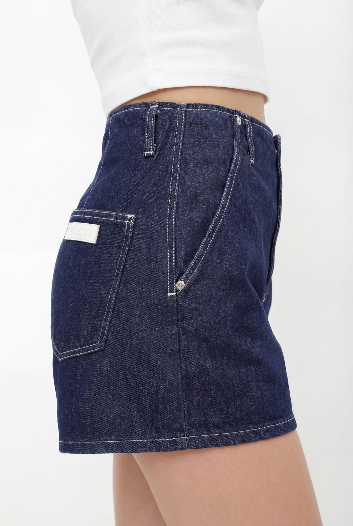 Shorts Jeans Mom Cintura Alta ACT Feminino Jeans Escuro