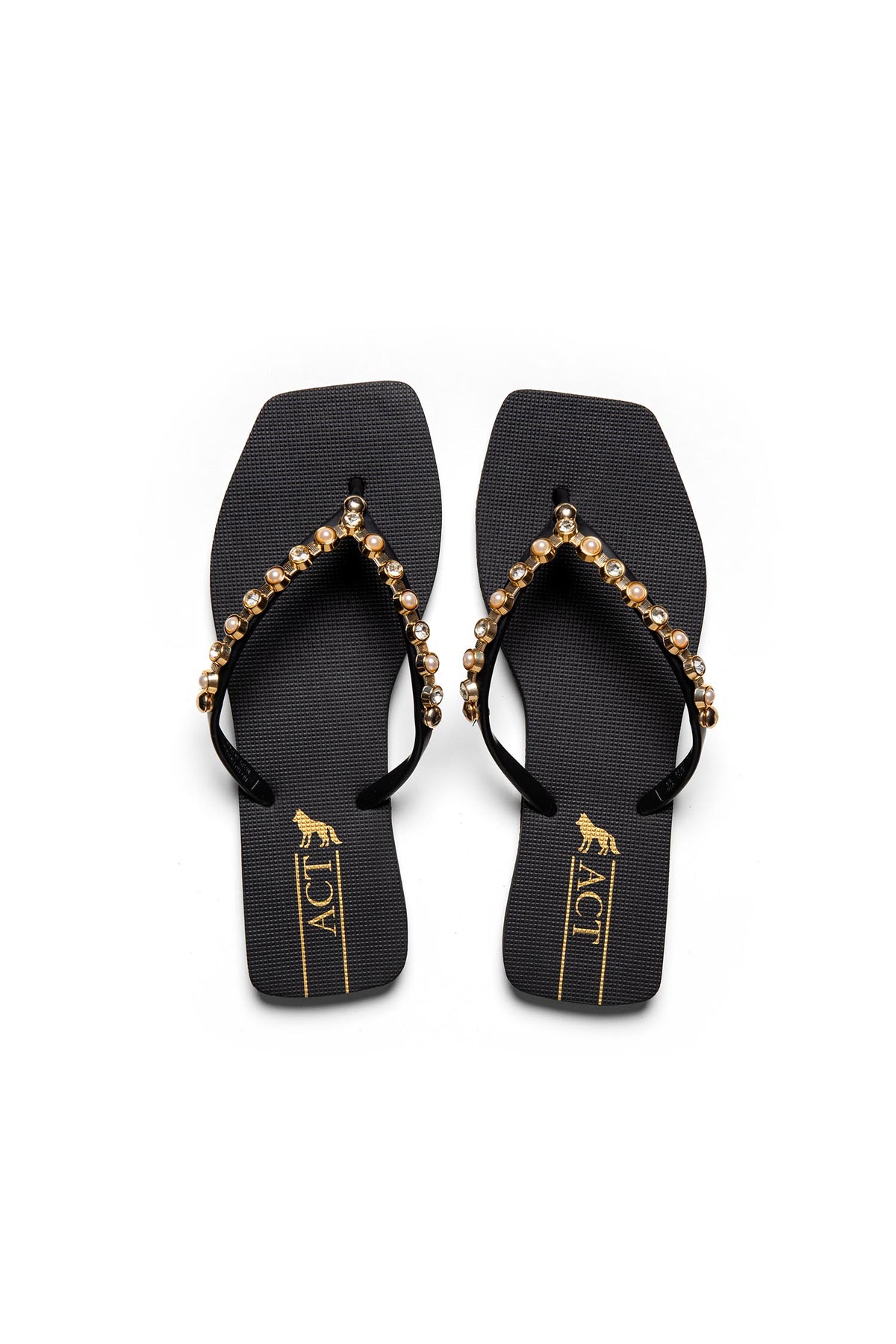 Chinelo Quadrado Fashion Metal ACT Feminino Preto