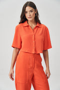 Camisa Cropped Solta Feminina Acostamento Garden