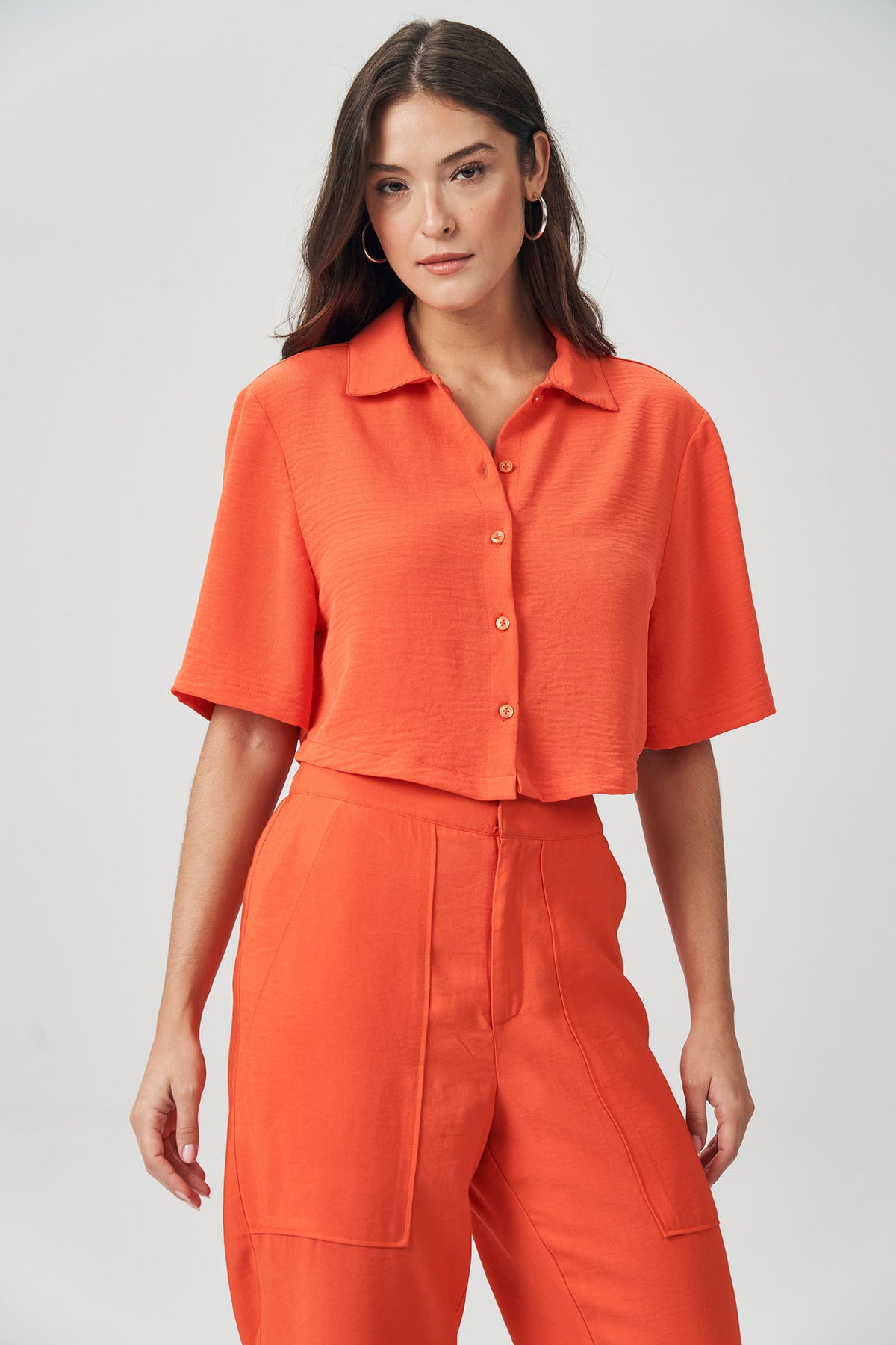 Camisa Cropped Solta Feminina Acostamento Garden