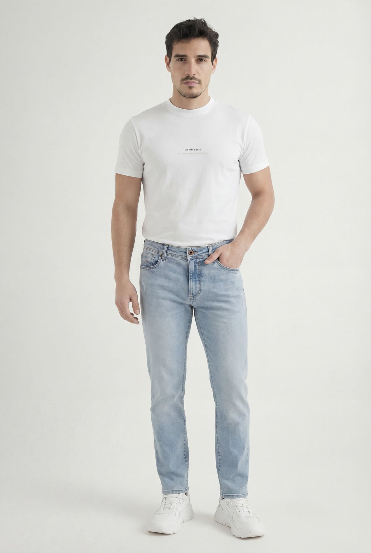 Calça Jeans Regular Masculina Acostamento Jeans Intermediario