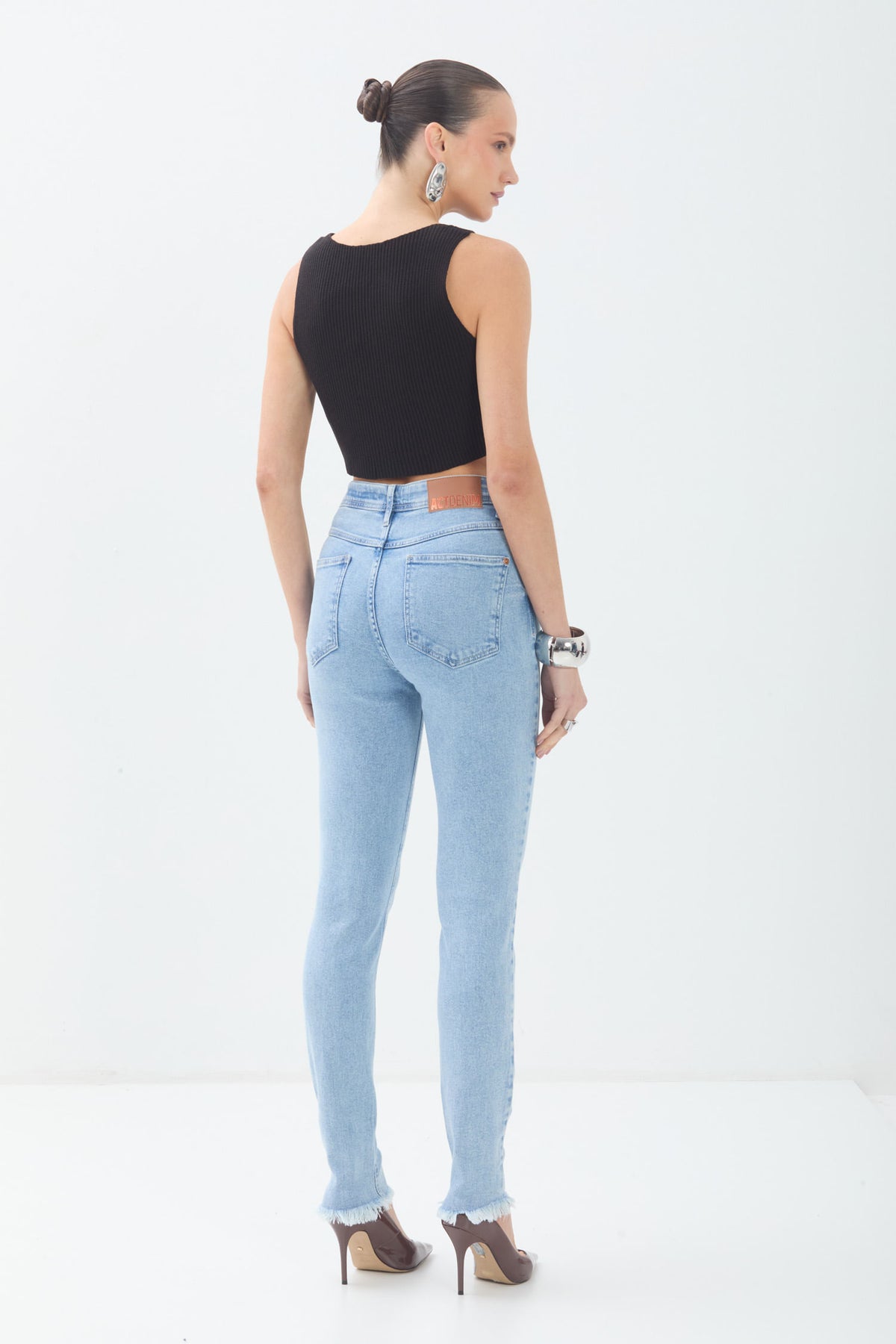 Calça Jeans Skinny Casual ACT Feminina Jeans Claro