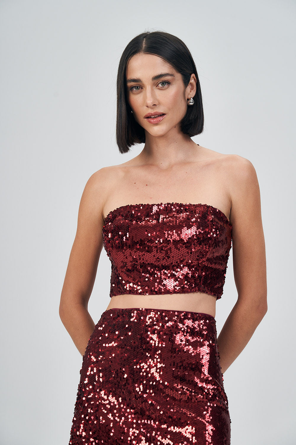 Top Black Paetê Feminino Acostamento Berry