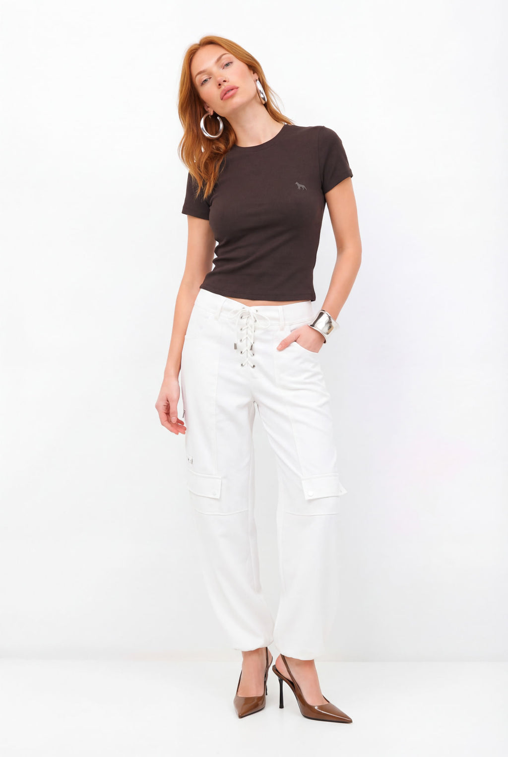 T-Shirt Canelada Básica ACT Feminina Deep Brown