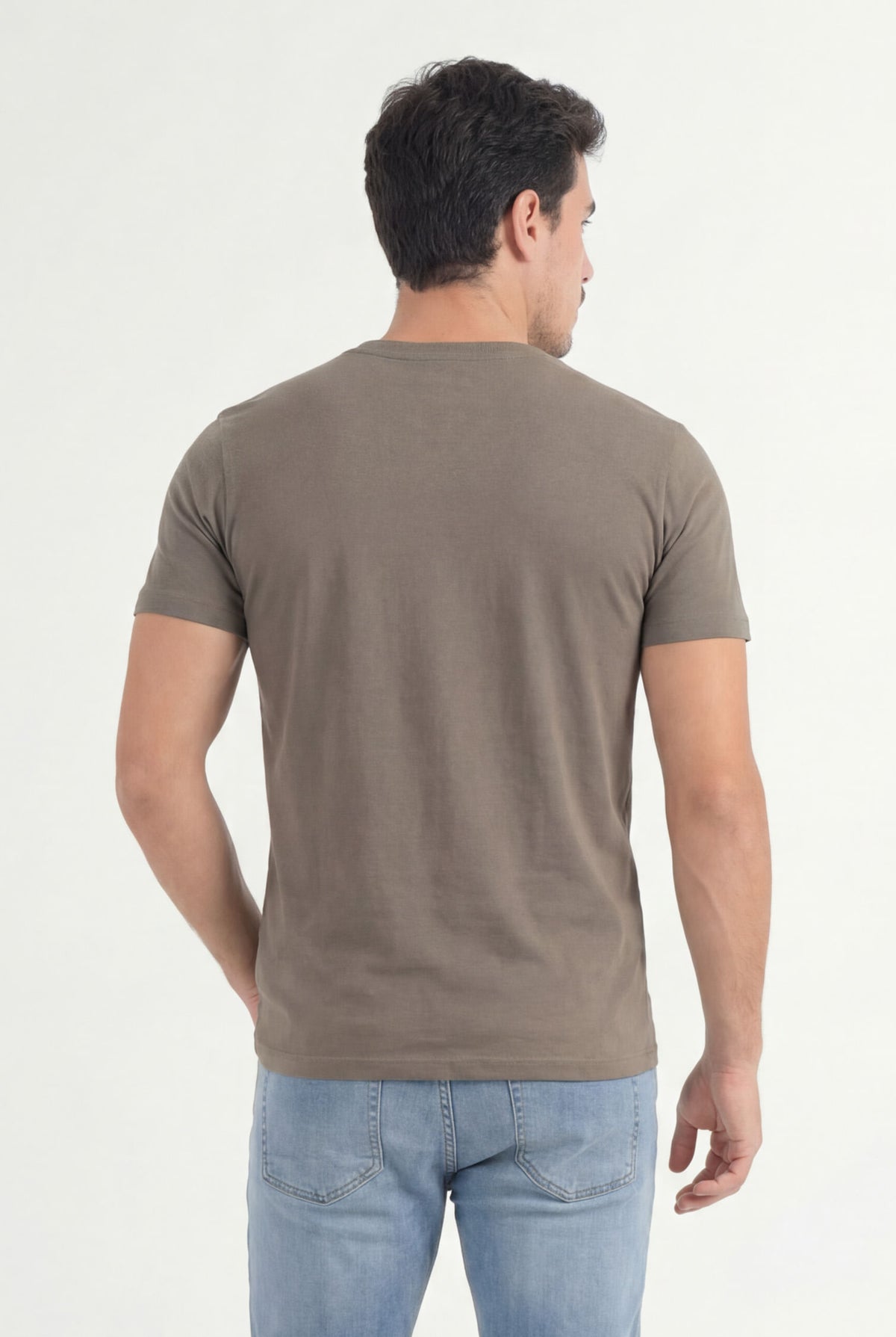 Camiseta Básica Estampada Masculina Acostamento Capuccino