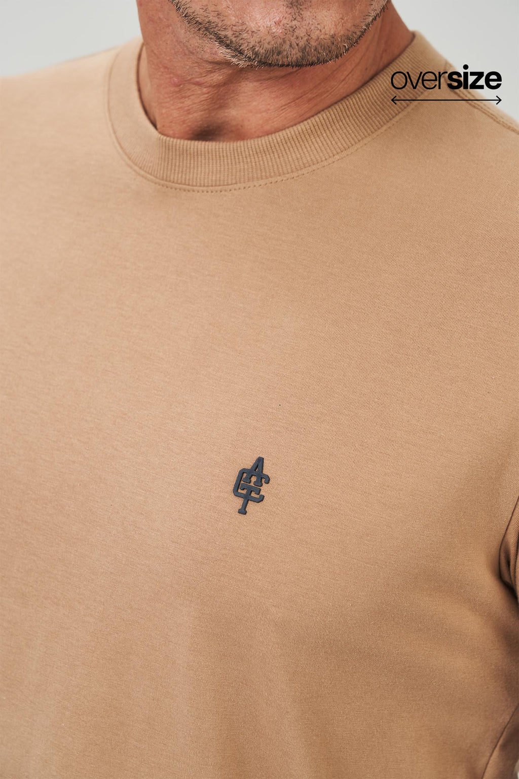 Camiseta ACT Touch Masculina Oversize Acostamento Bege Caqui