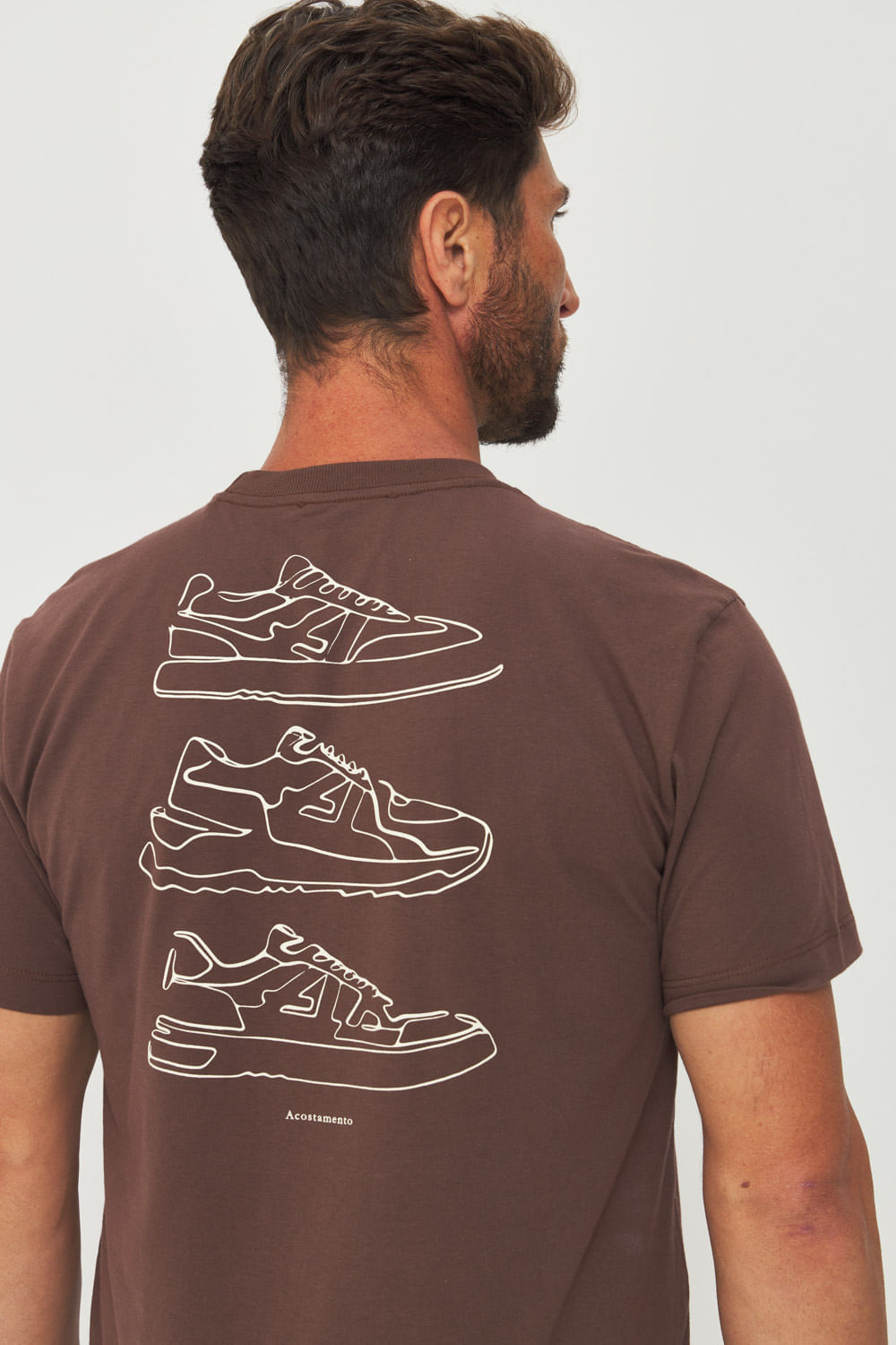 Camiseta Estampa Costas Masculina Acostamento Marrom Ipe