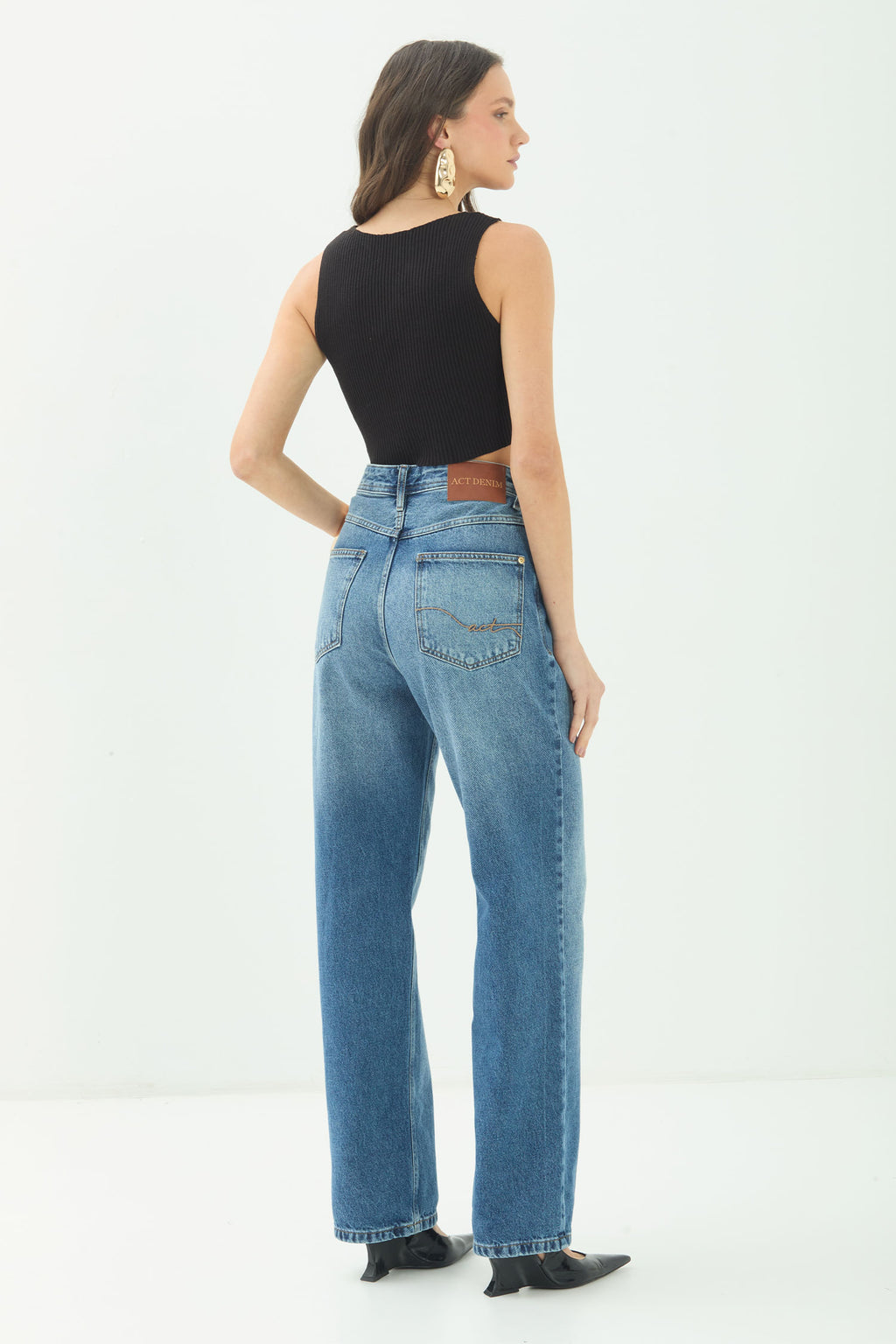 Calça Jeans Straight Clássica ACT Feminino Jeans Intermediario
