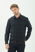 Camisa Xadrez Manga Longa Masculina Acostamento Xadrez Preto