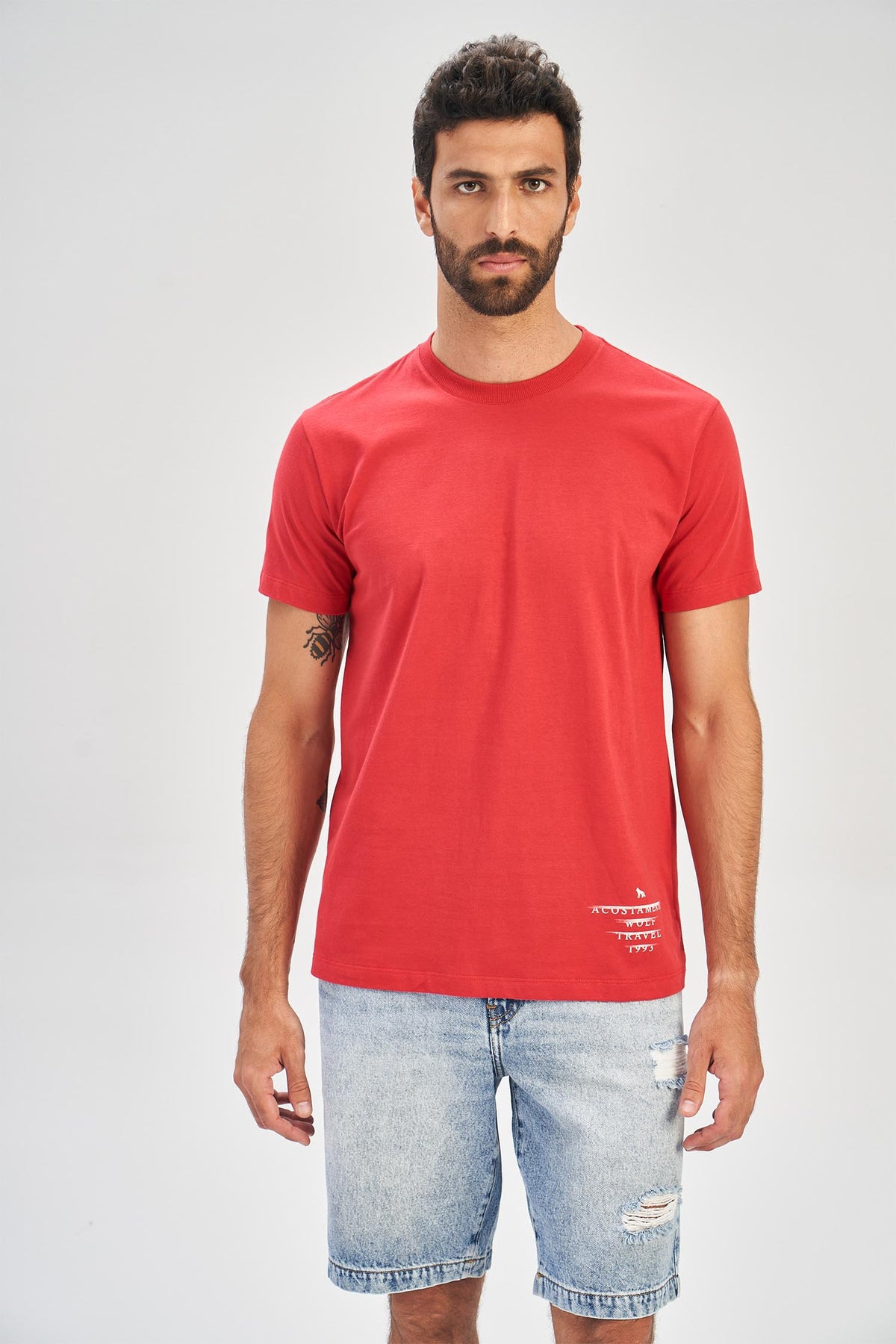 Camiseta Barra Letters Masculina Acostamento Vermelho Chilli