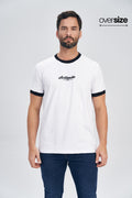 Camiseta Color Contrast Masculina Oversize Acostamento Branco
