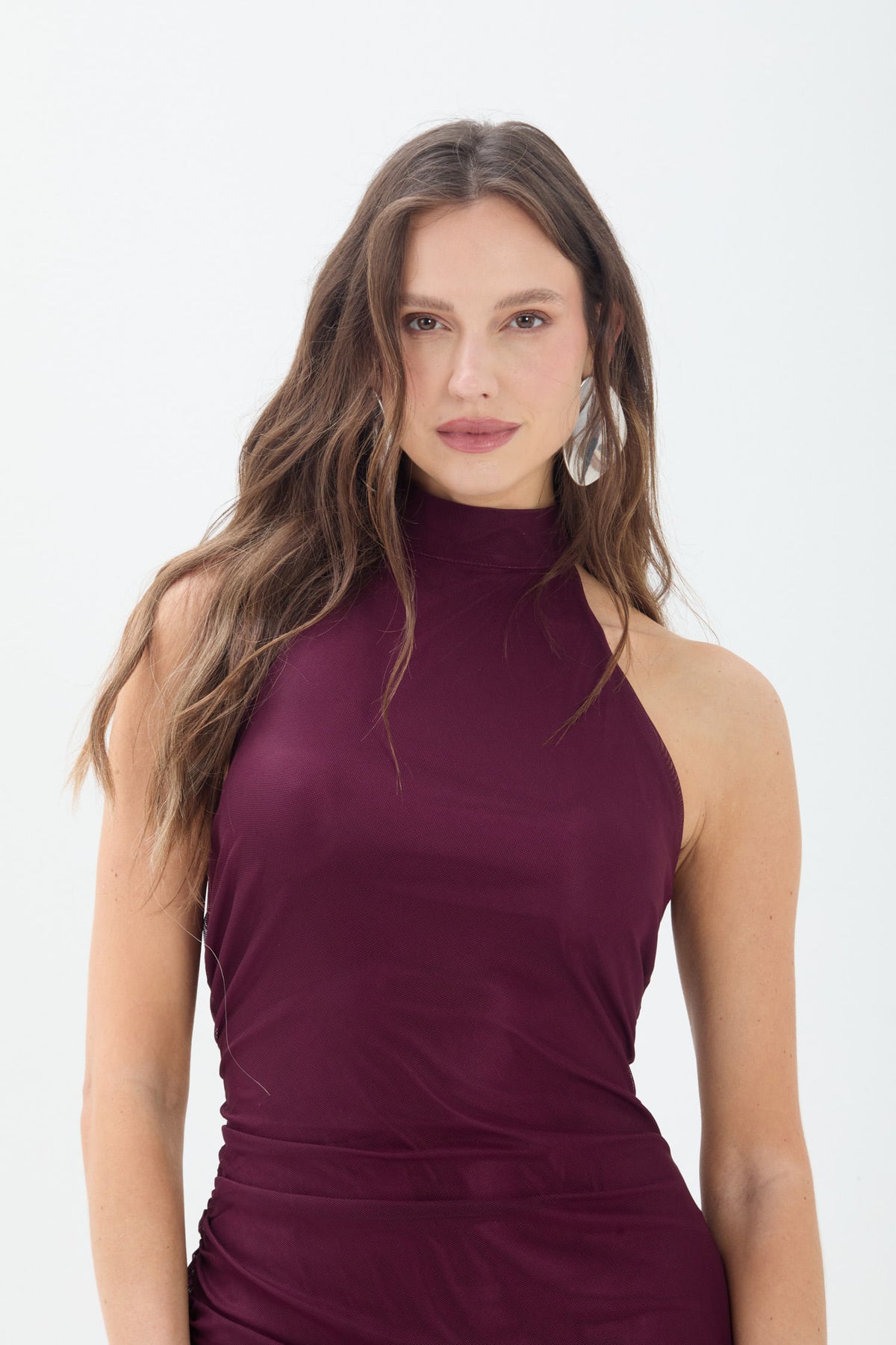Vestido Midi Em Tule Com Drapeado ACT Feminino Preto