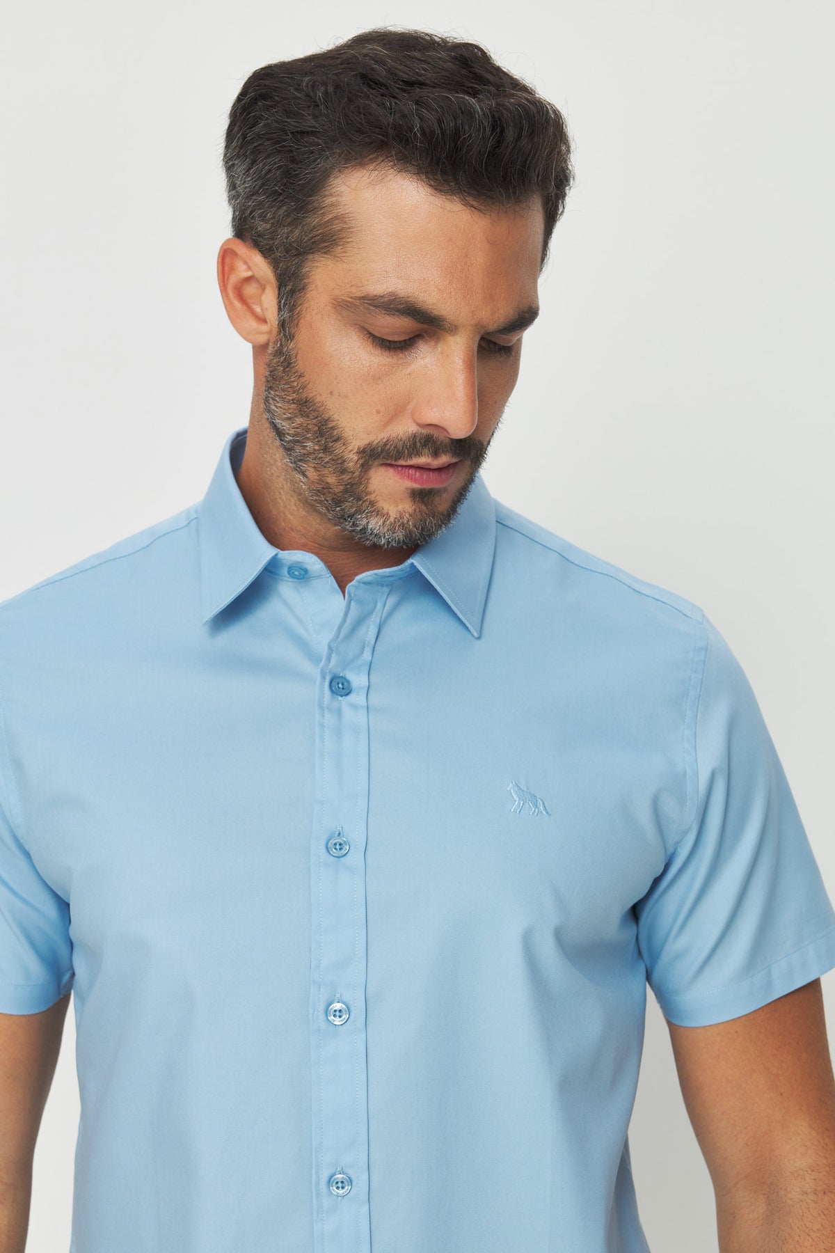 Camisa Manga Curta Neo Basic Cotton Masculina Acostamento Azul