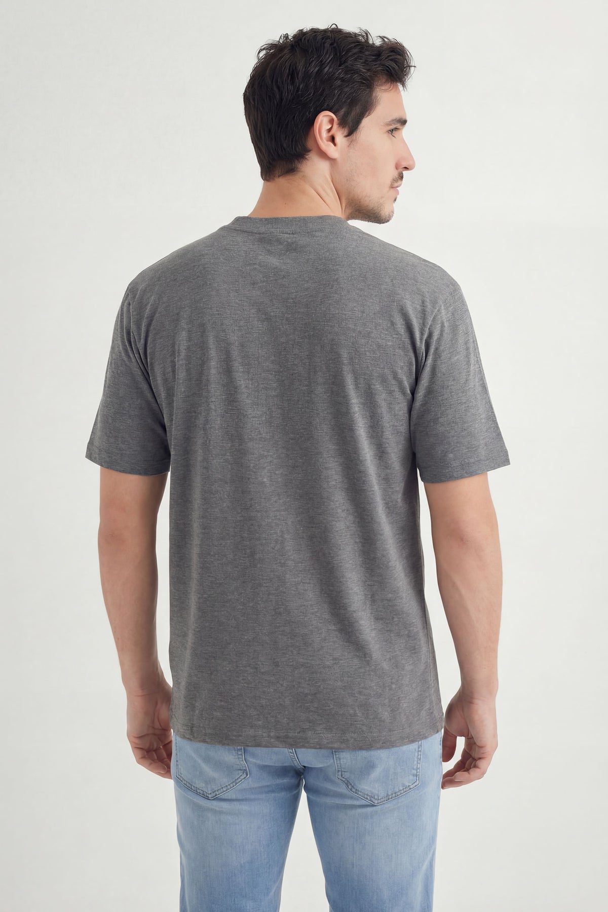Camiseta Origem Casual Masculina Acostamento Mescla Grafite