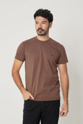 Camiseta Básica Com Bordado Masculina Acostamento Marrom Ipe