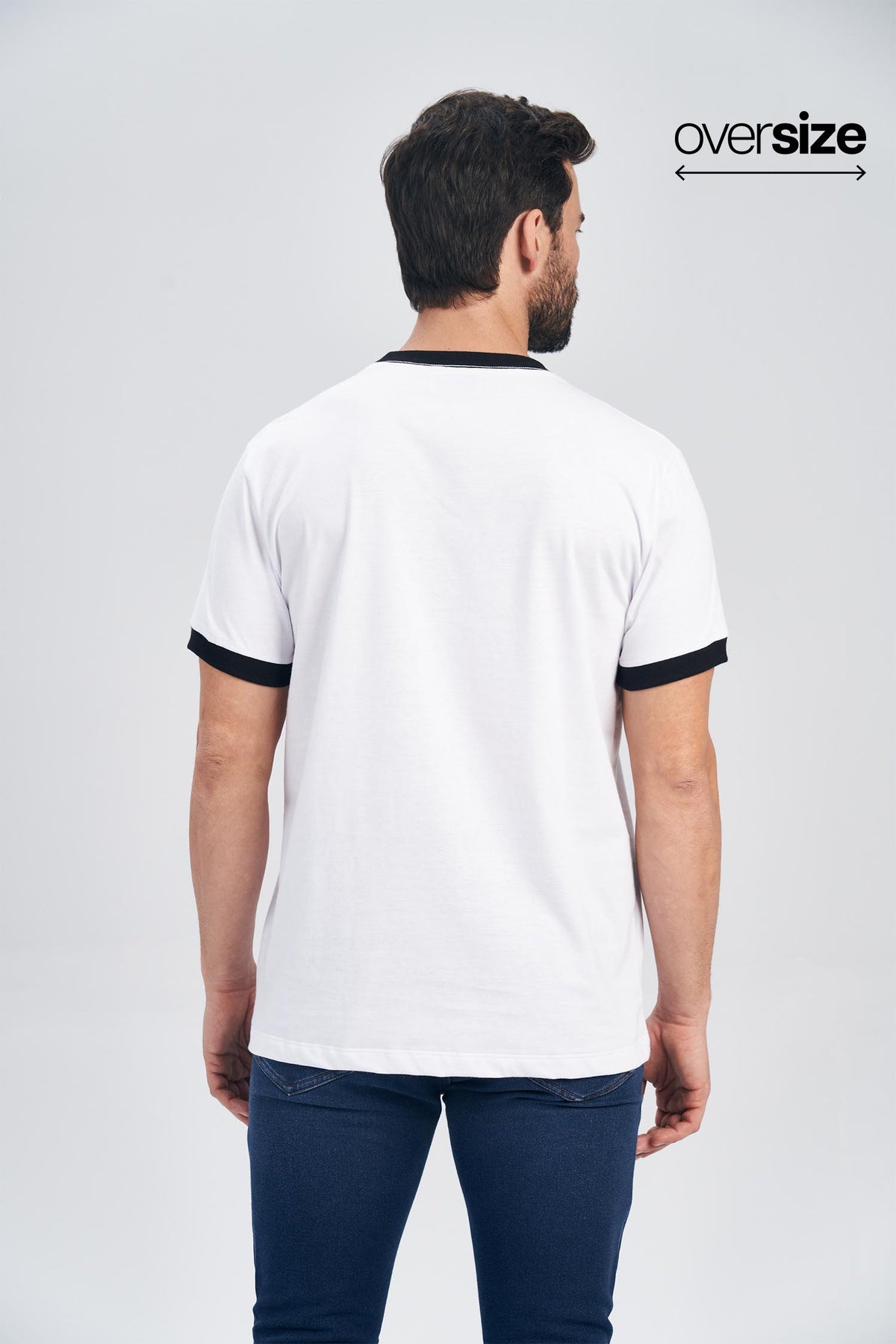 Camiseta Color Contrast Masculina Oversize Acostamento Branco
