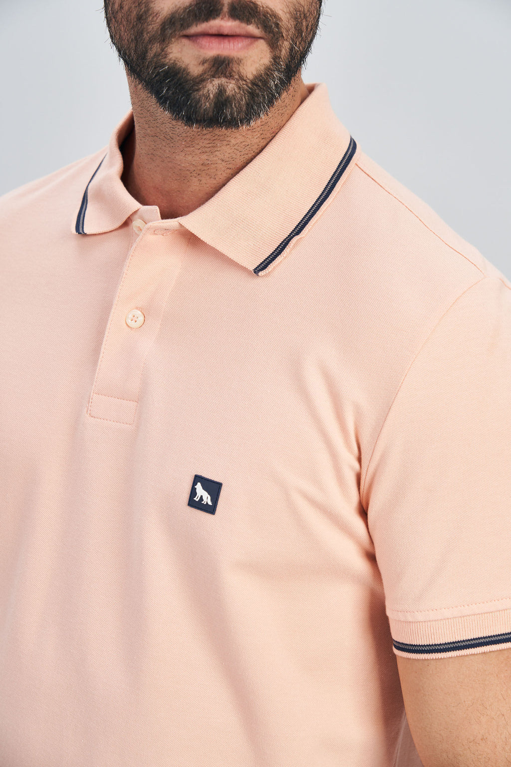 Polo Patch Logo Masculina Acostamento Rosa