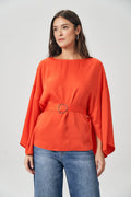 Blusa Manga Fluída Feminina Acostamento Orange Rust
