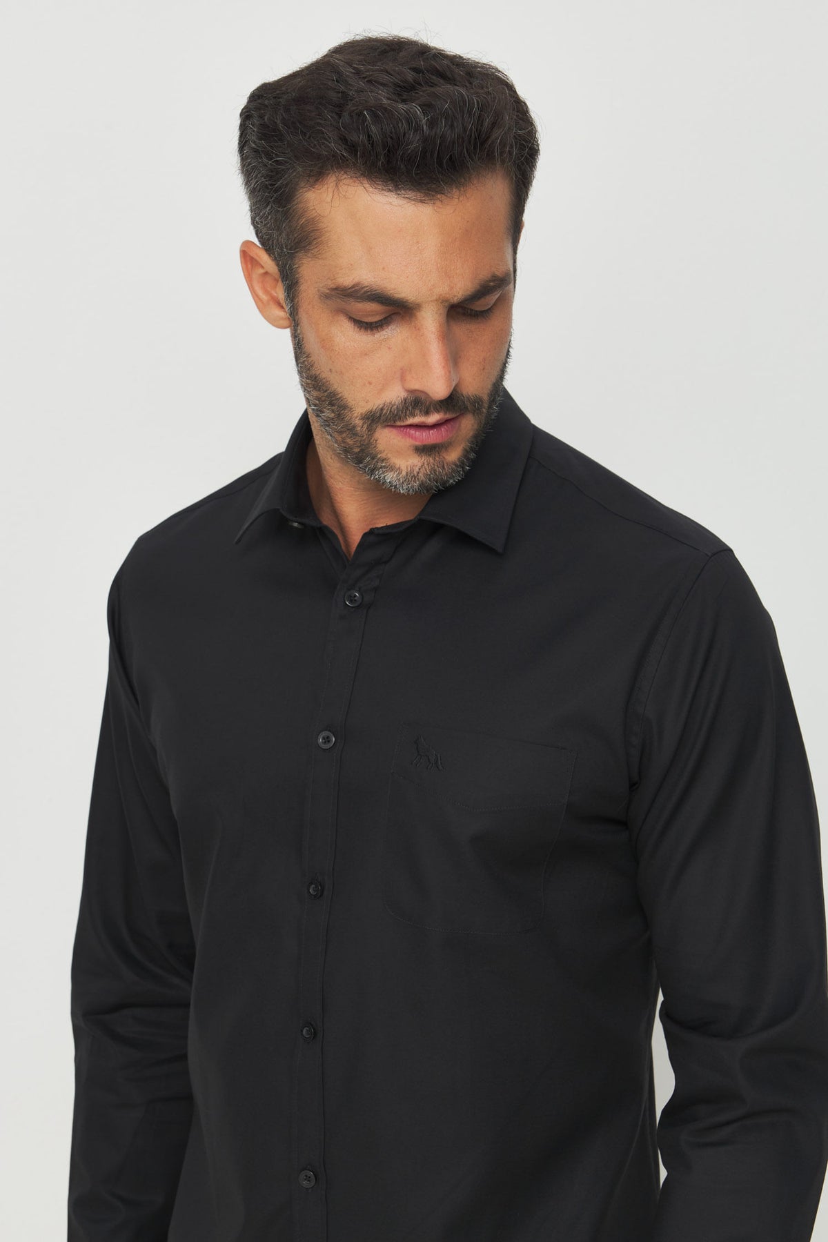 Camisa Manga Longa Scrivania Masculina Acostamento Preto