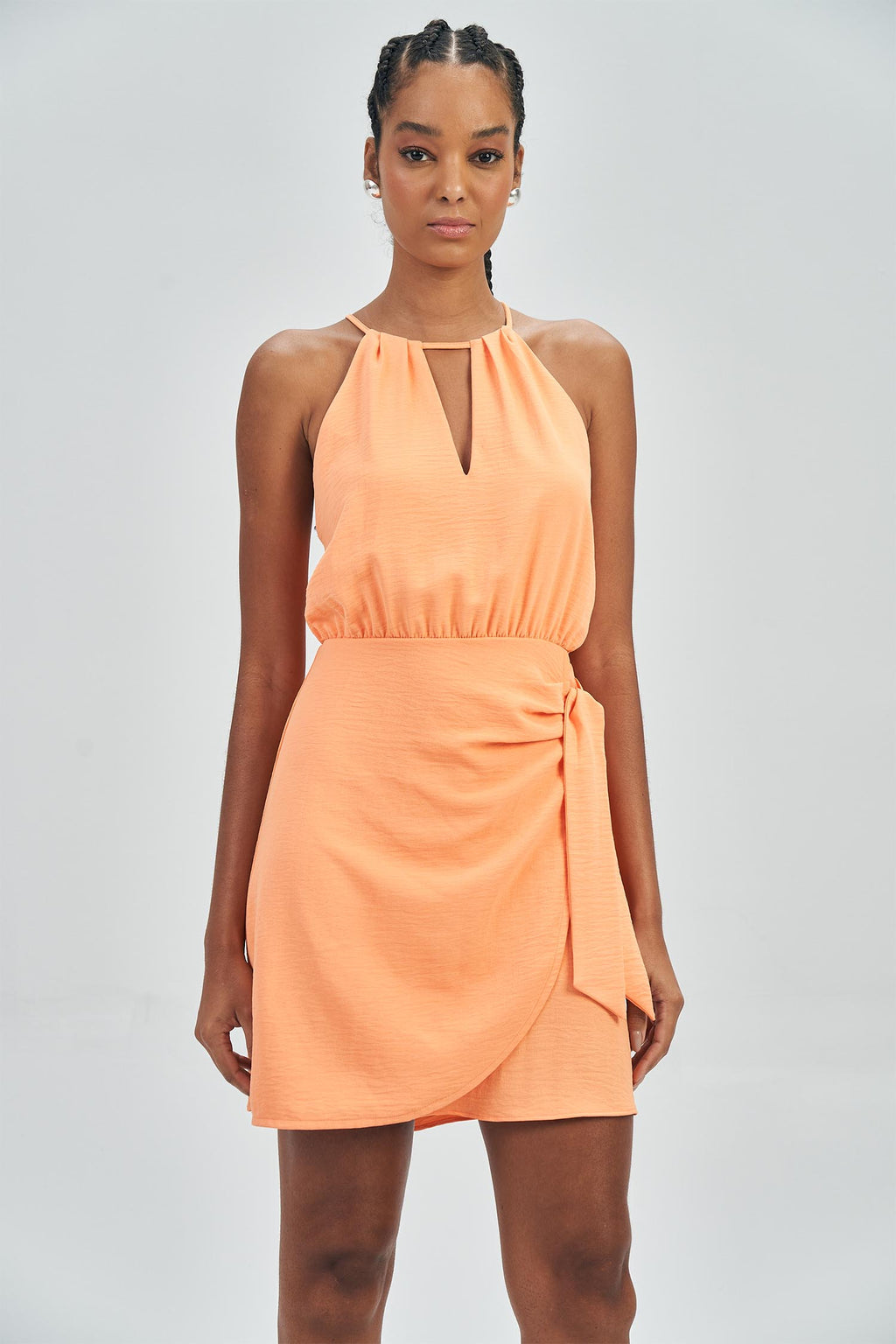 Vestido Curto Amarração Feminino Acostamento Sunset Orange