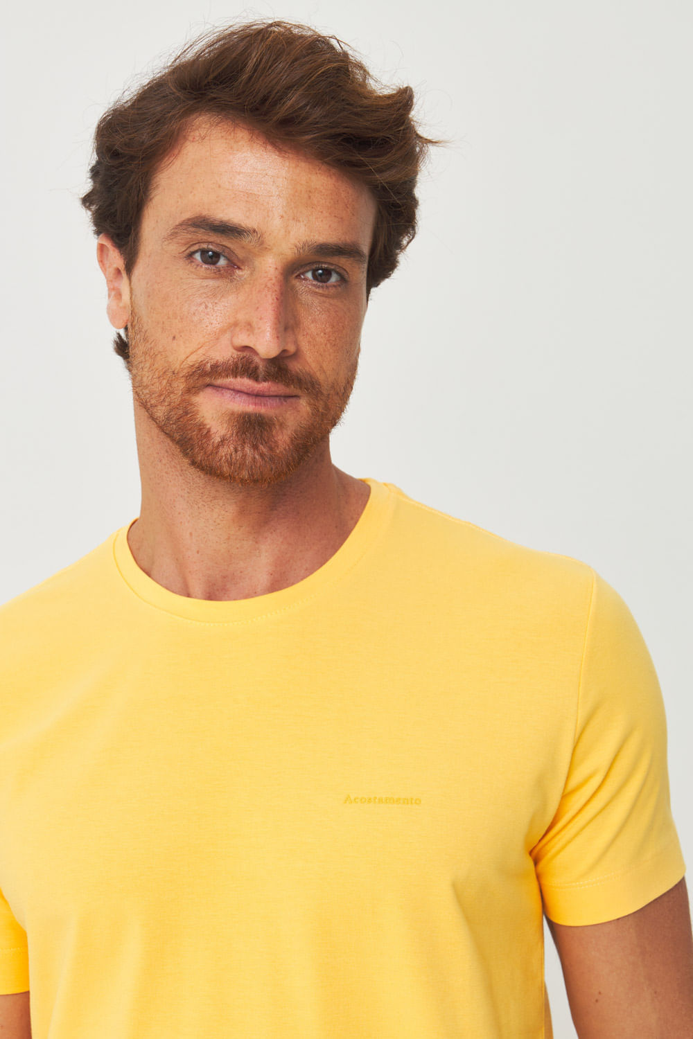 Camiseta Mini Lettering Masculina Acostamento Amarelo Manga