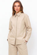 Camisa PU Com Bolso Frontal ACT Feminina Sand