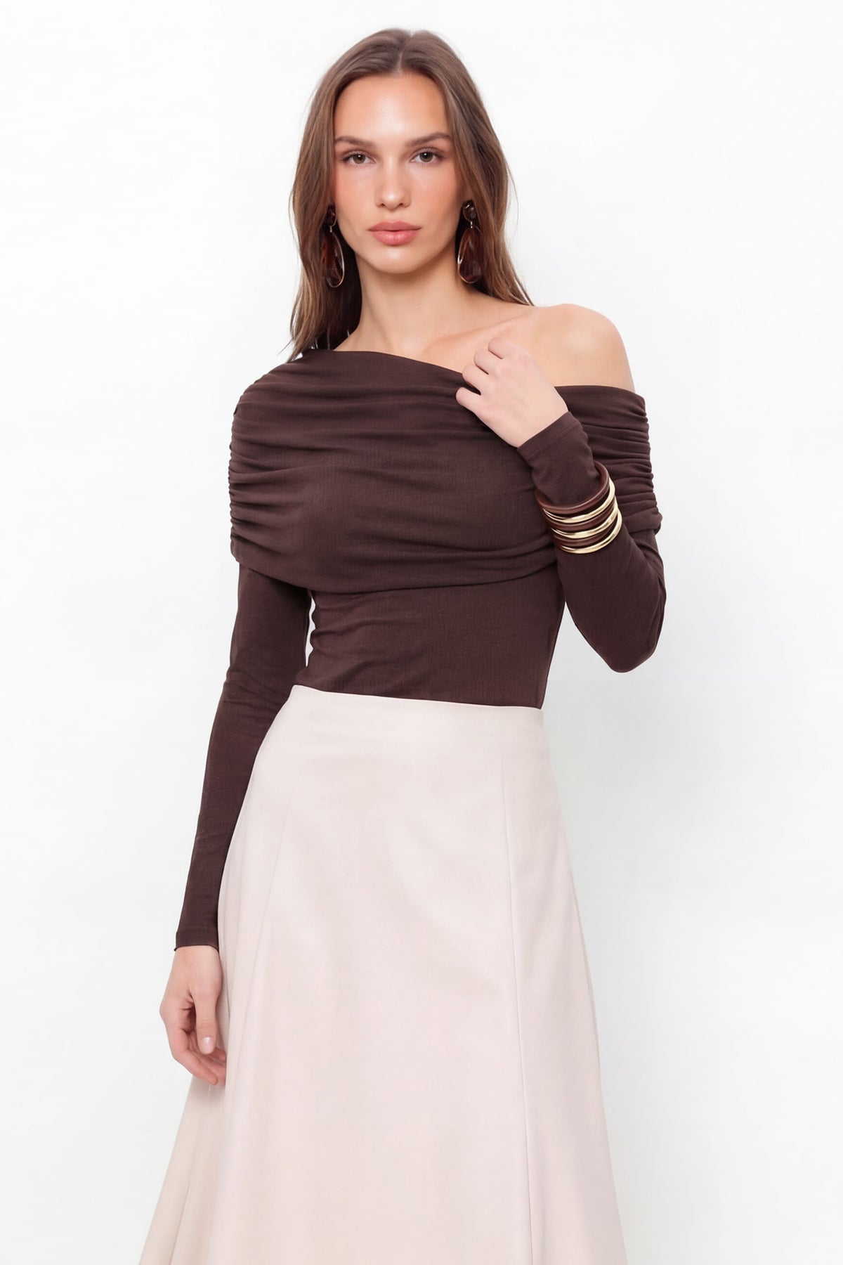 Blusa Ombro A Ombro ACT Feminina Deep Brown