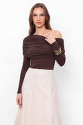 Blusa Ombro A Ombro ACT Feminina Deep Brown