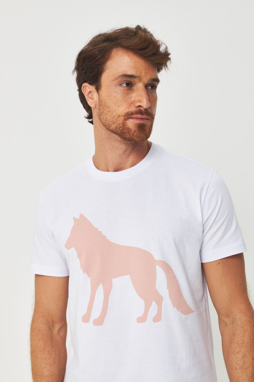 Camiseta Estampa Lobo Frontal Masculino Acostamento Branco C/ Estp Rosa Cha