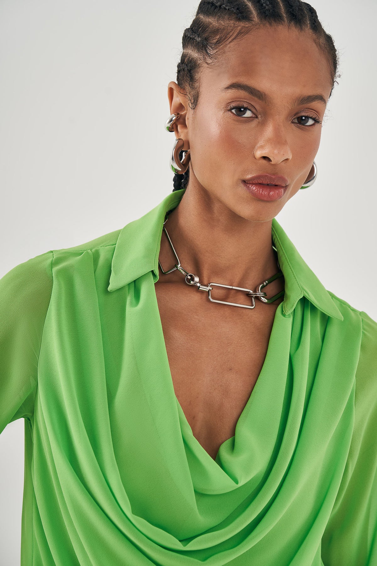 Blusa Degagê com Gola Feminina Inblanche Hyper Green