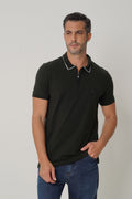 Polo Com Elastano Masculina Acostamento Verde Folhagem