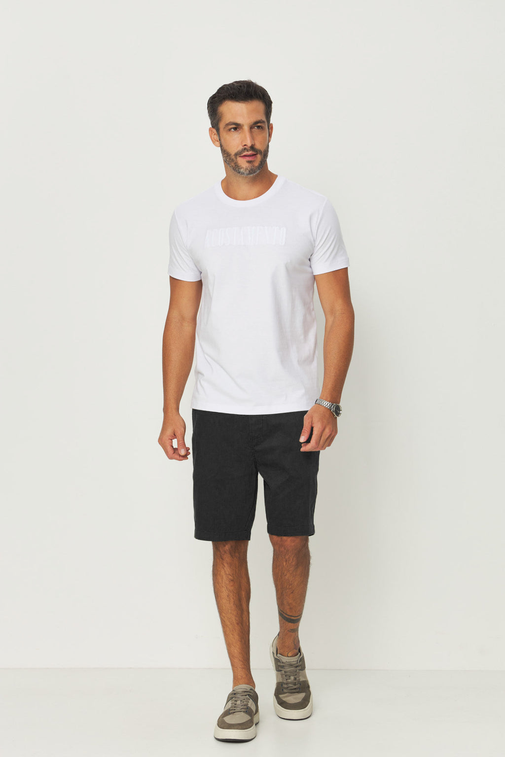 Bermuda Cotton Moderna Masculina Acostamento Preto