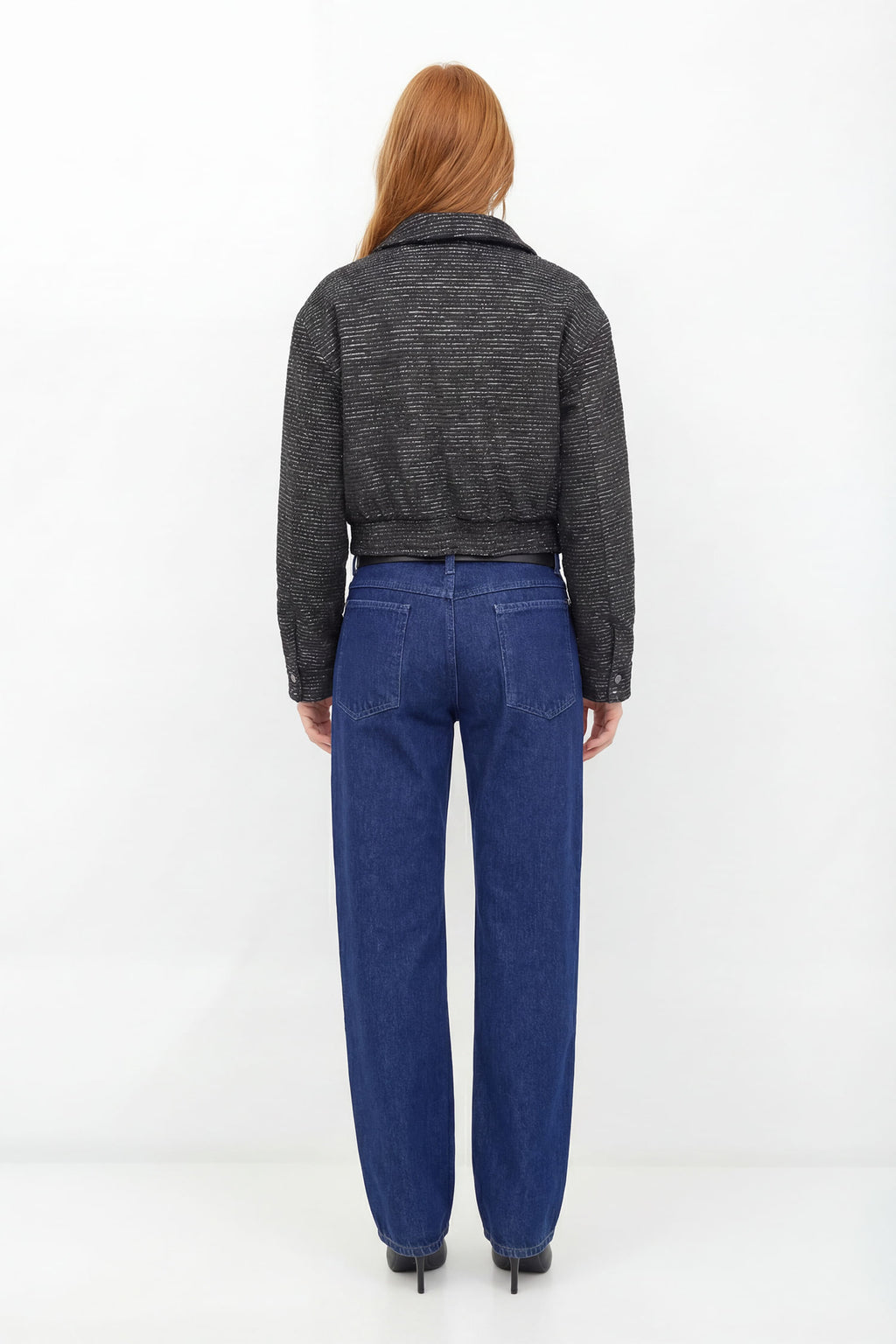 Jaqueta Cropped Textura Brilho ACT Feminina Preto