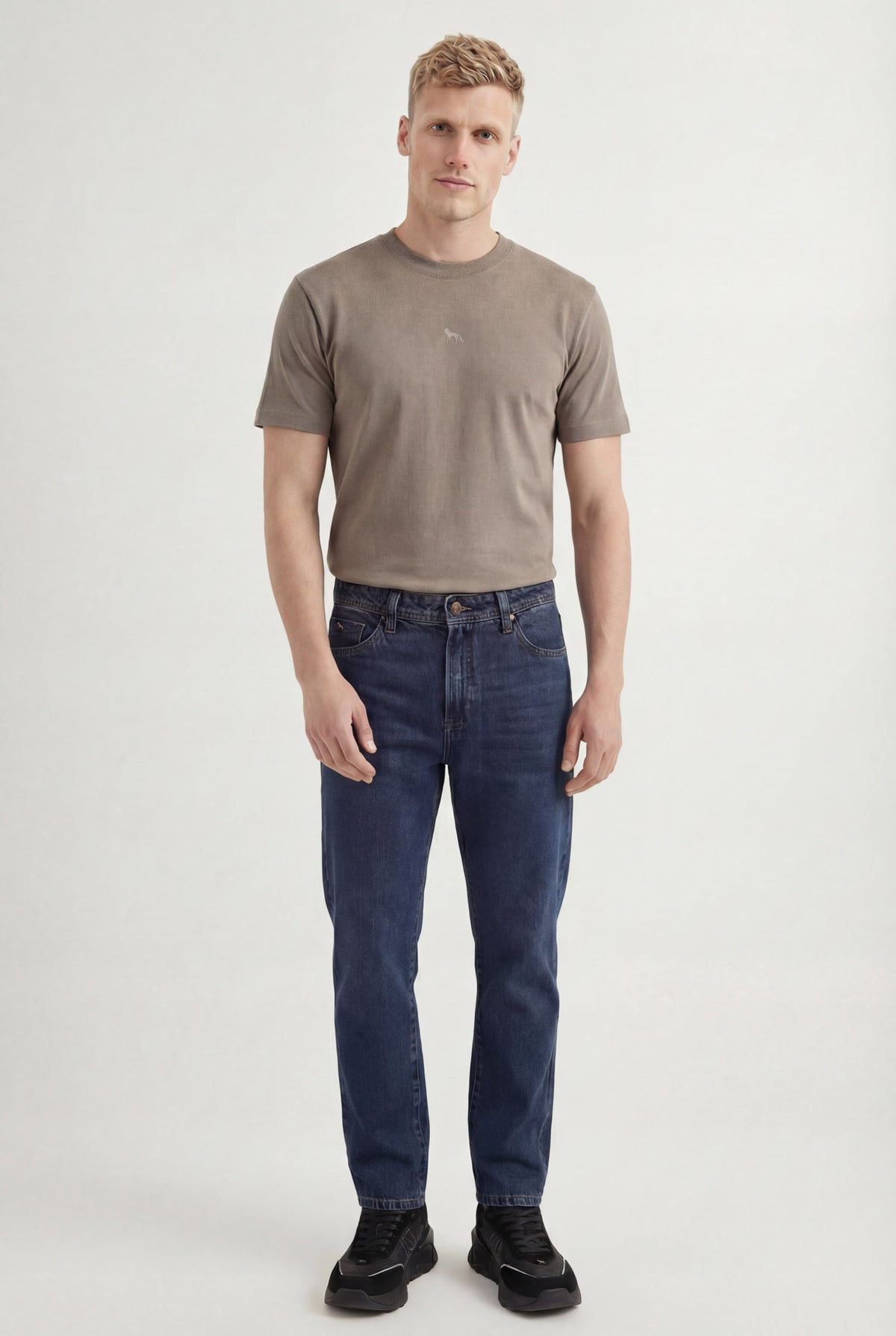 Calça Jeans Regular Masculina Acostamento Jeans Escuro