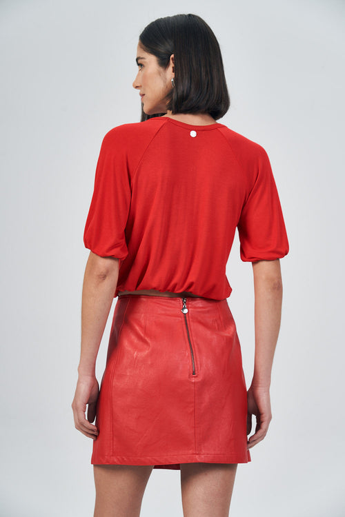 Blusa Manga Balonê Feminina Acostamento Red Velvet